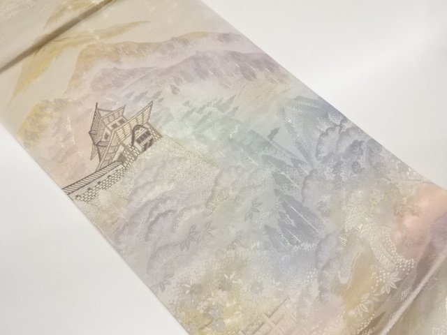 JAPANESE KIMONO / FUKURO OBI / WOVEN CASTLE & GARDEN 